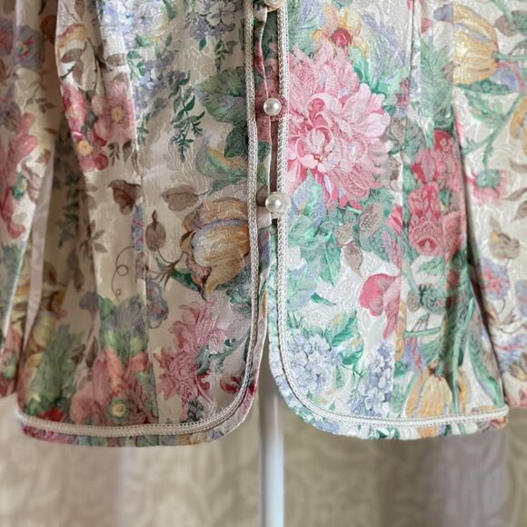 Vintage 80s Nah Nah Collections by Jonathan Tait Floral Print Blazer Size 16 - Picture 6 of 8